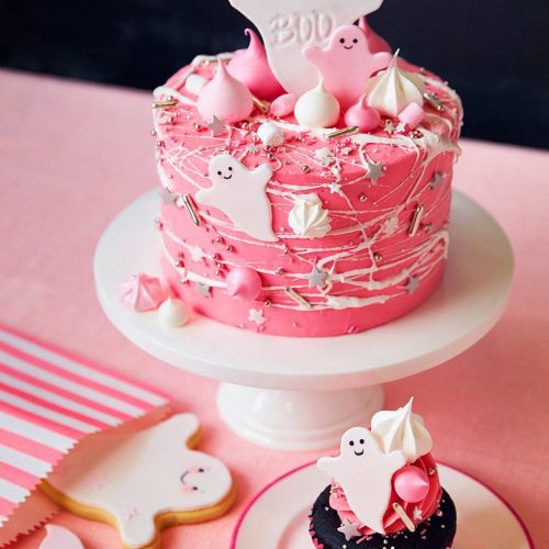 Halloween Spooky Pink Ghost Cake Recipe